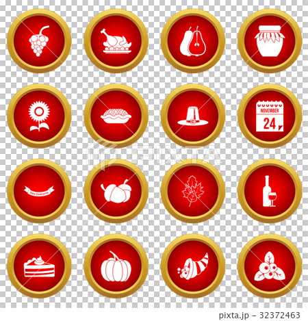Thanksgiving icon red circle set Thanksgiving icon red circle set 32372463