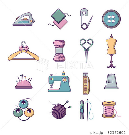 Tailor tools icons set, cartoon style - Stock Illustration [32372602] -  PIXTA