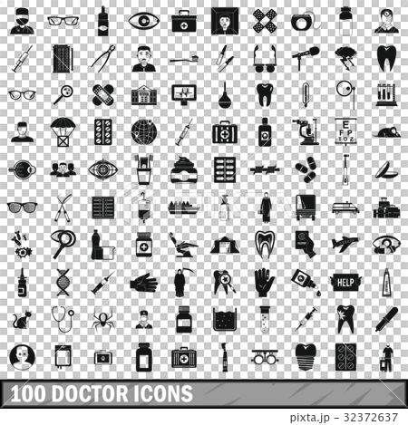 100 doctor icons set, simple style - Stock Illustration [32372637] - PIXTA