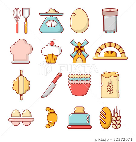 Bakery icons set, cartoon style 32372671