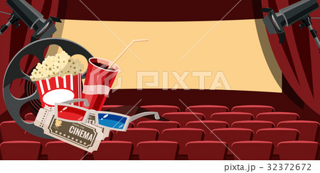 Cinema movie hall icons set, cartoon style 32372672