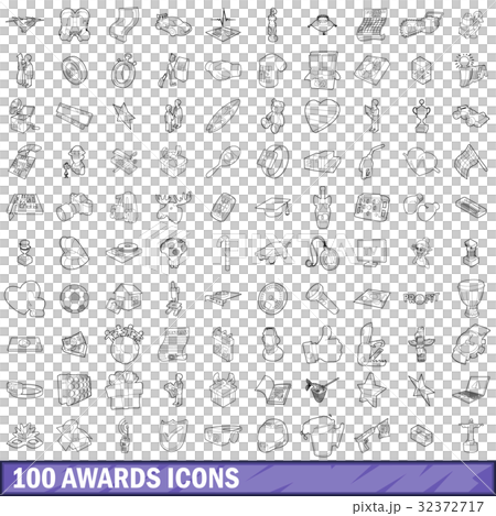 100 award icons set, outline style - Stock Illustration [32372717] - PIXTA