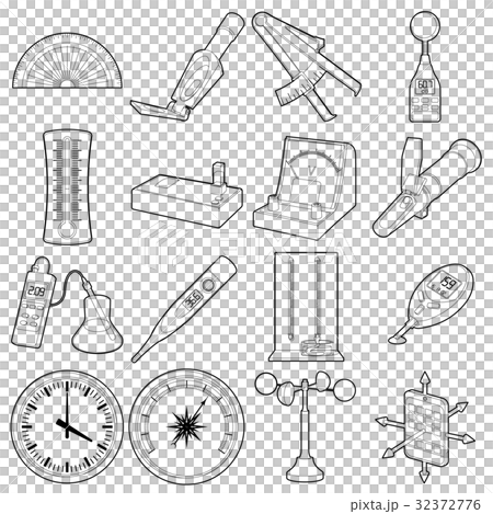 Measure tools icons set, outline style Measure tools icons set, outline style 32372776
