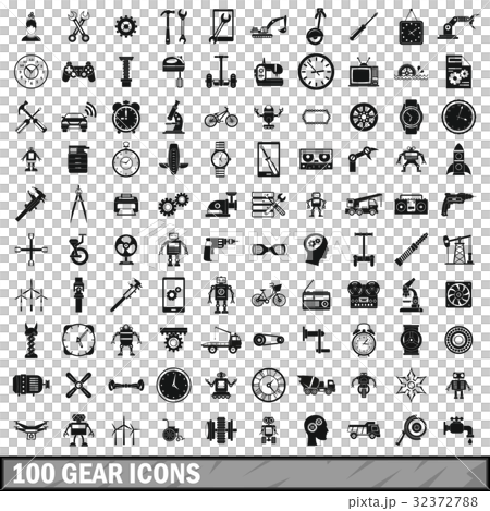 100 gear icons set, simple style 100 gear icons set, simple style 32372788