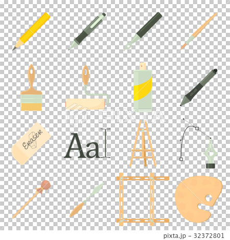 Drawing tools icons set, cartoon style Drawing tools icons set, cartoon style 32372801