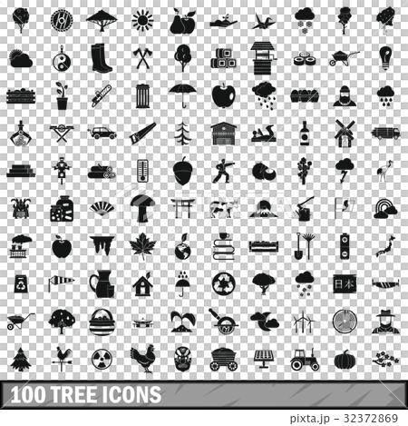 100 tree icons set, simple style 100 tree icons set, simple style 32372869