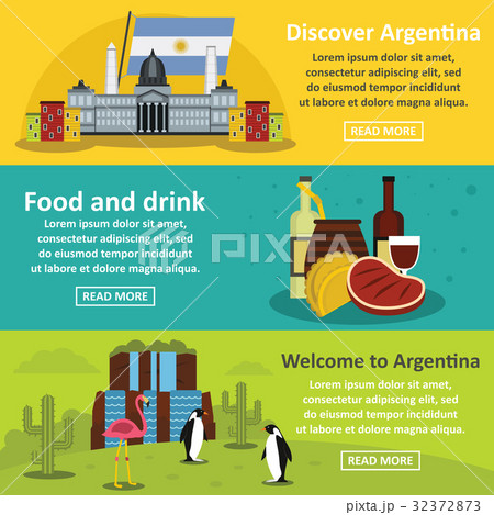 Argentina travel banner horizontal set, flat style 32372873