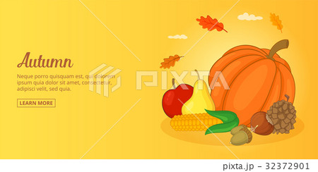 Autumn foods banner horizontal man, cartoon style Autumn foods banner horizontal man, cartoon style 32372901