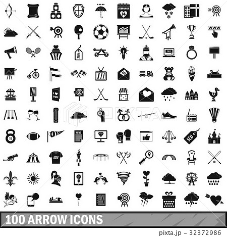 100 arrow icons set, simple style 100 arrow icons set, simple style 32372986