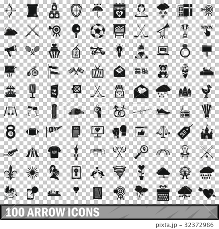 100 arrow icons set, simple style 100 arrow icons set, simple style 32372986