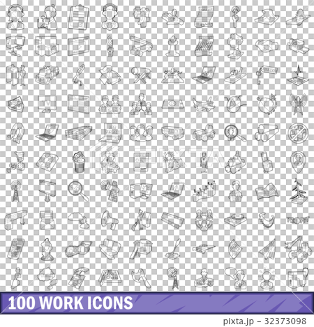 100 work icons set, outline style 100 work icons set, outline style 32373098