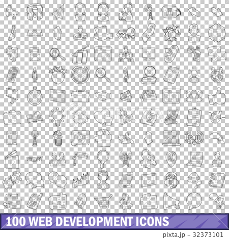 100 web development icons set, outline style 32373101