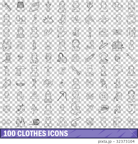 100 clothes icons set, outline style - Stock Illustration [32373104 ...
