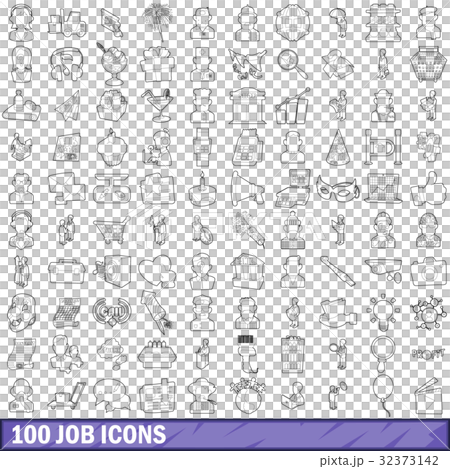100 job icons set, outline style 100 job icons set, outline style 32373142