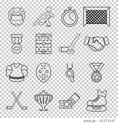 Hockey icons set, outline style 32373147