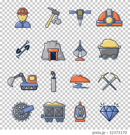 Mining minerals business icons set, cartoon style 32373170