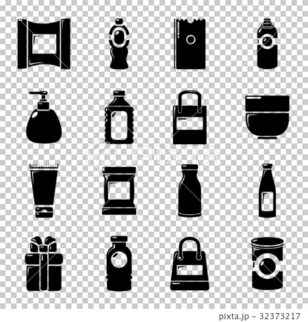 Packagiong store shop icons set, simple style Packagiong store shop icons set, simple style 32373217
