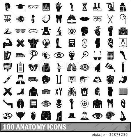 100 anatomy icons set, simple style 32373256