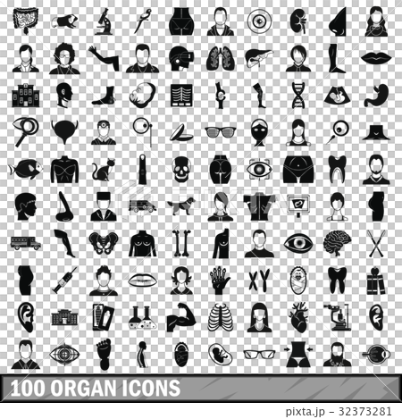 100 organ icons set, simple style 100 organ icons set, simple style 32373281