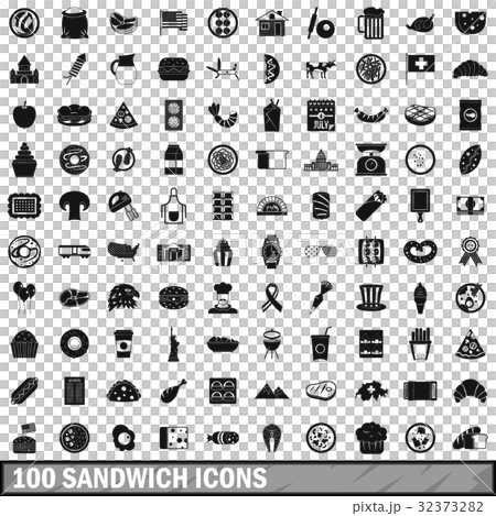 100 sandwich icons set, simple style 32373282