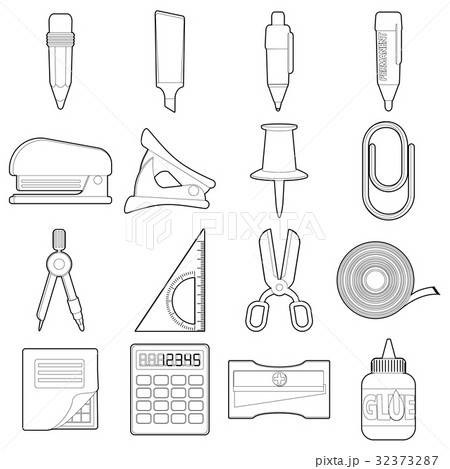Stationery icons set, outline style 32373287