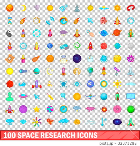 100 space research icons set, cartoon style 100 space research icons set, cartoon style 32373288