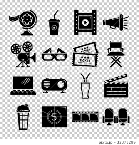 Cinema icons set symbols, simple style 32373299