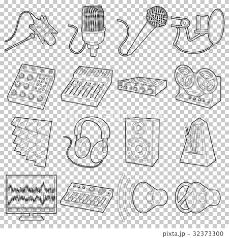 Recording studio symbols icons set, outline style - Stock Illustration ...