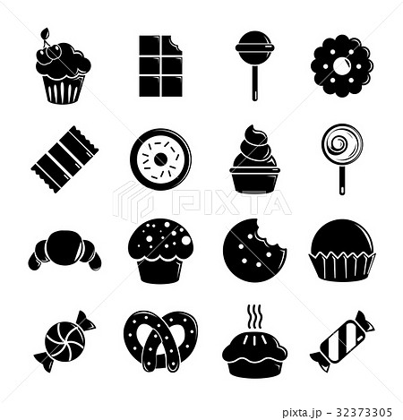 Sweets candy cakes icons set, simple style 32373305