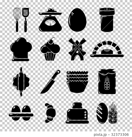Bakery icons set, simple style Bakery icons set, simple style 32373306
