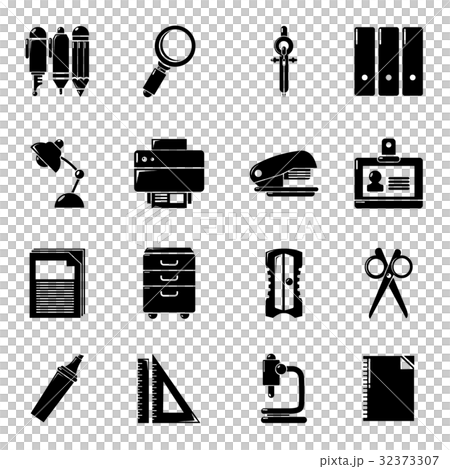 Stationery icons set, simple style Stationery icons set, simple style 32373307