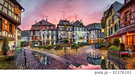 Rainy sunset in Ribeauville village, France 32376101