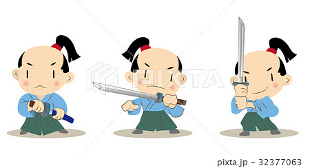 侍キャラクター ３パターンのイラスト素材