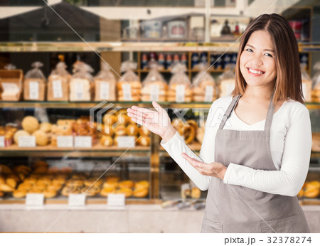 business owner with bakery shop background business owner with bakery shop background 32378274