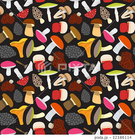 Cartoon Mushrooms Background Pattern. Vector Cartoon Mushrooms Background Pattern. Vector 32386114