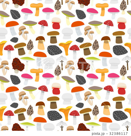 Cartoon Mushrooms Background Pattern. Vector 32386117