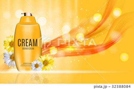 Shower Gel, Cream Bottle with Flowers Chamomile 32388084