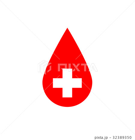 Drop of blood. Red vector illustration with white 32389350