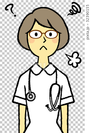 若い看護婦 メガネ 聴診器 表情 若い看護婦 メガネ 聴診器 表情 32390155