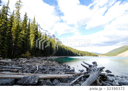 カナディアンロッキー 秋のモレーン湖 カナディアンロッキー 秋のモレーン湖 32390372