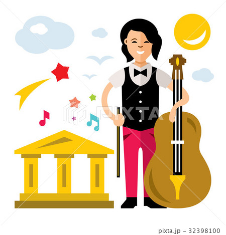 Vector Girl with Cello. Flat style colorful Vector Girl with Cello. Flat style colorful 32398100