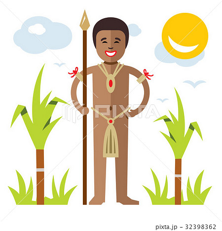 Vector African aborigine. Cartoon illustration. 32398362