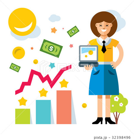 Vector Business woman using laptop Vector Business woman using laptop 32398496