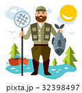 Vector Fishing concept. Fisherman with big fish 32398497