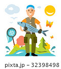 Vector Fishing. Fisherman with big fish 32398498