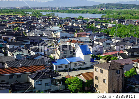 Aerial view of Sakata City in Tohoku, Japanの写真素材 [32399111] - PIXTA