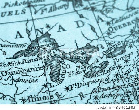 古地図　アメリカ・五大湖周辺 32401283