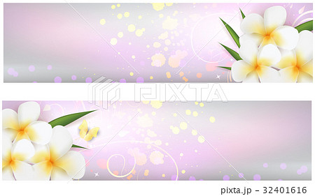 Banners with plumeria flowers Banners with plumeria flowers 32401616
