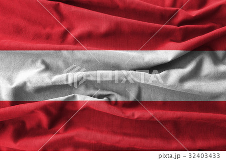 Austria flag painting on of wave cotton fabrics . Austria flag painting on of wave cotton fabrics . 32403433