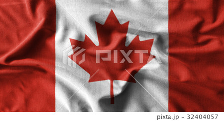 Canada flag painting on of wave cotton fabrics . Canada flag painting on of wave cotton fabrics . 32404057